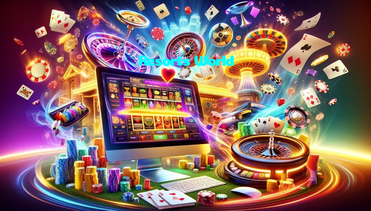 Resorts World casino presented on mobile device in Pakistan with slots and live games
